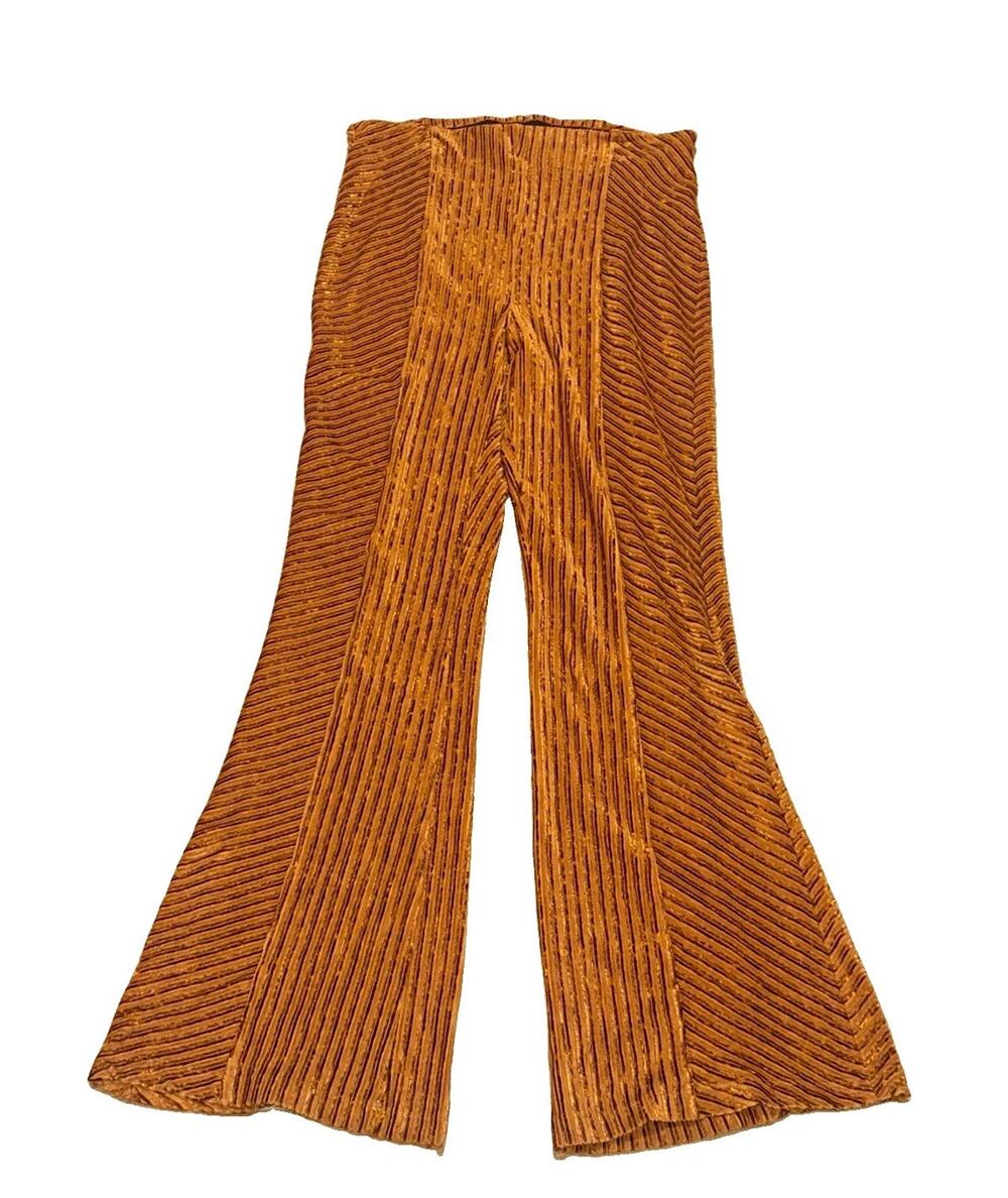 Free People $78 Slim Pull-On Velvet Flare High Rise Bell Bottom Pants L